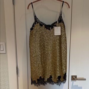 NWT Robert Rodriguez Sequin Dress with Black Lace